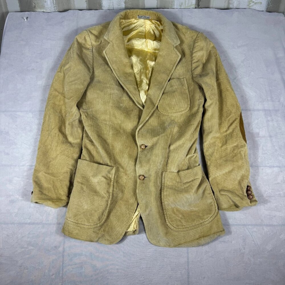 Vtg Brad Whitney Men's Corduroy Blazer Beige Elbow Patch Lined Single Breasted‎